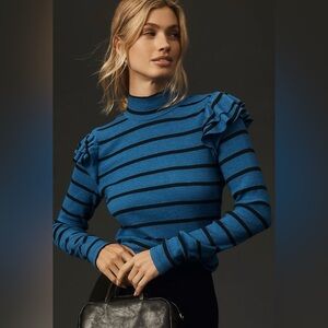 T.La Striped Turtleneck LS Knit Top